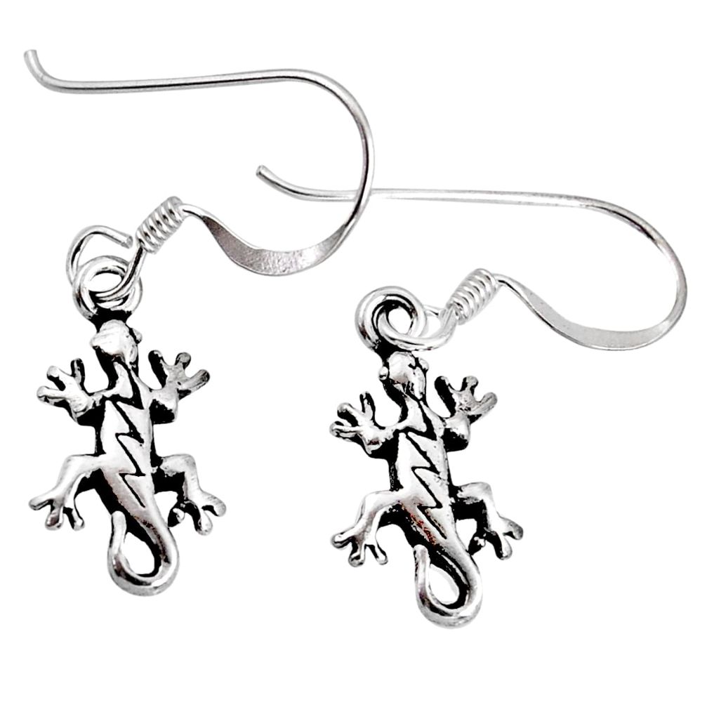 2.40gms lizard indonesian bali style solid 925 sterling silver earrings jewelry